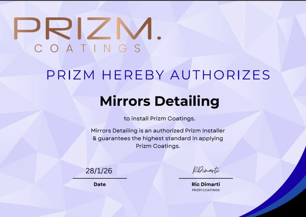 Prizm Coatings installer authorisation certificate